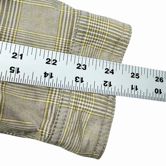 Street One Womens Plaid Military Jacket Sz L Olive Green Yellow Utility Unlined - Picture 7 of 12